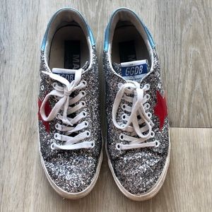 Super rare Golden Goose silver glitter sneakers!